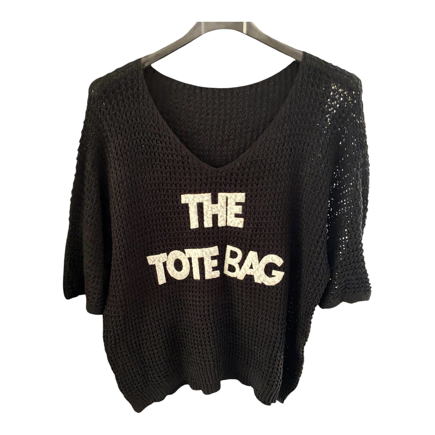 ✨ Pull noir maille ajourée – Made in Italy ✨