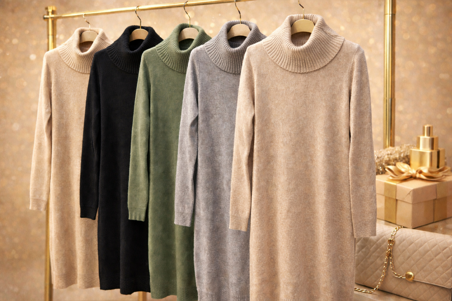 ✨ Robe pull col roulé beige ✨