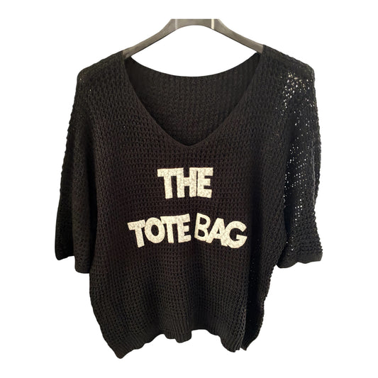 ✨ Pull noir maille ajourée – Made in Italy ✨