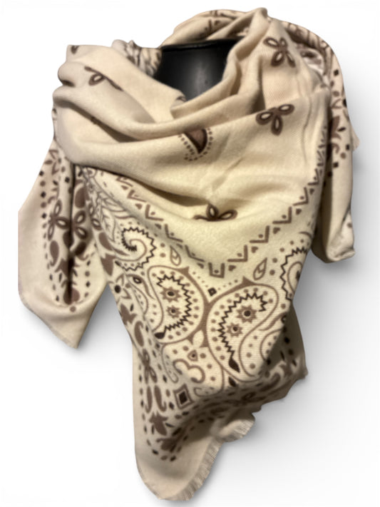 Foulard bandana tendance beige/marron