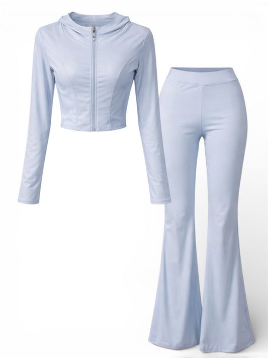 🩵 Ensemble de sport fluide – pantalon d’éléphant & veste zippée🩵