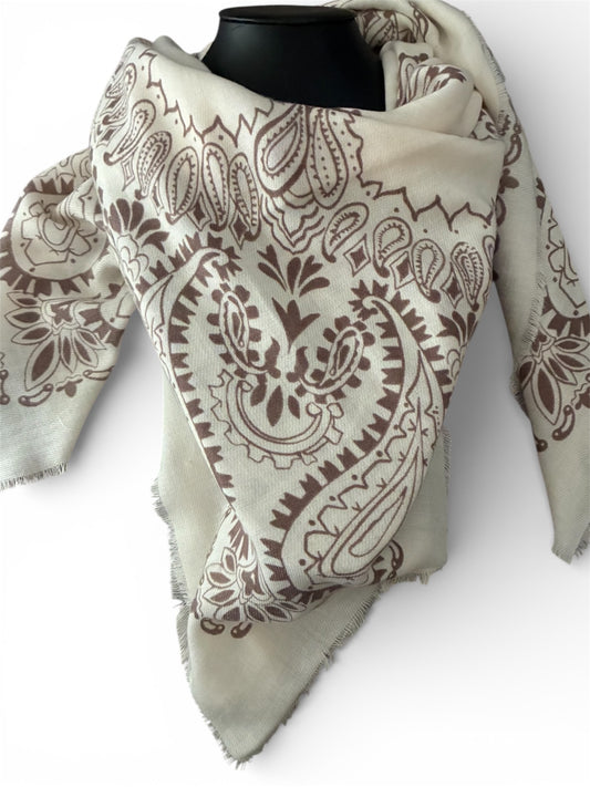 Foulard bandana tendance crème/marron