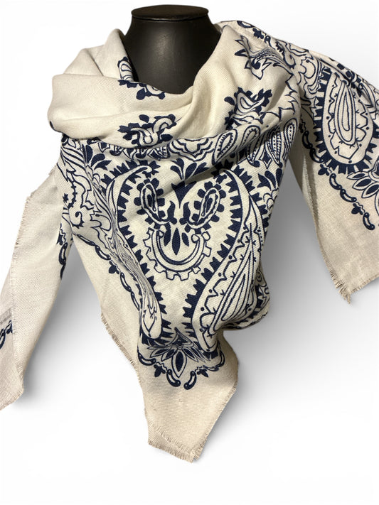 Foulard bandana tendance blanc/bleu