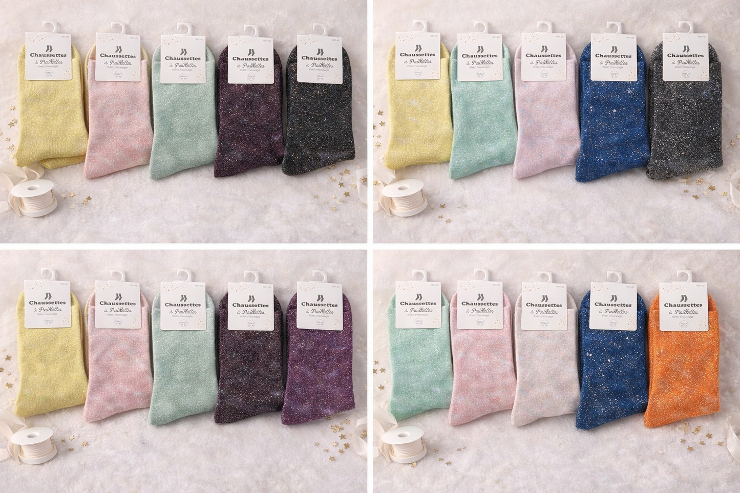 ✨ Chaussettes à paillettes – Message✨